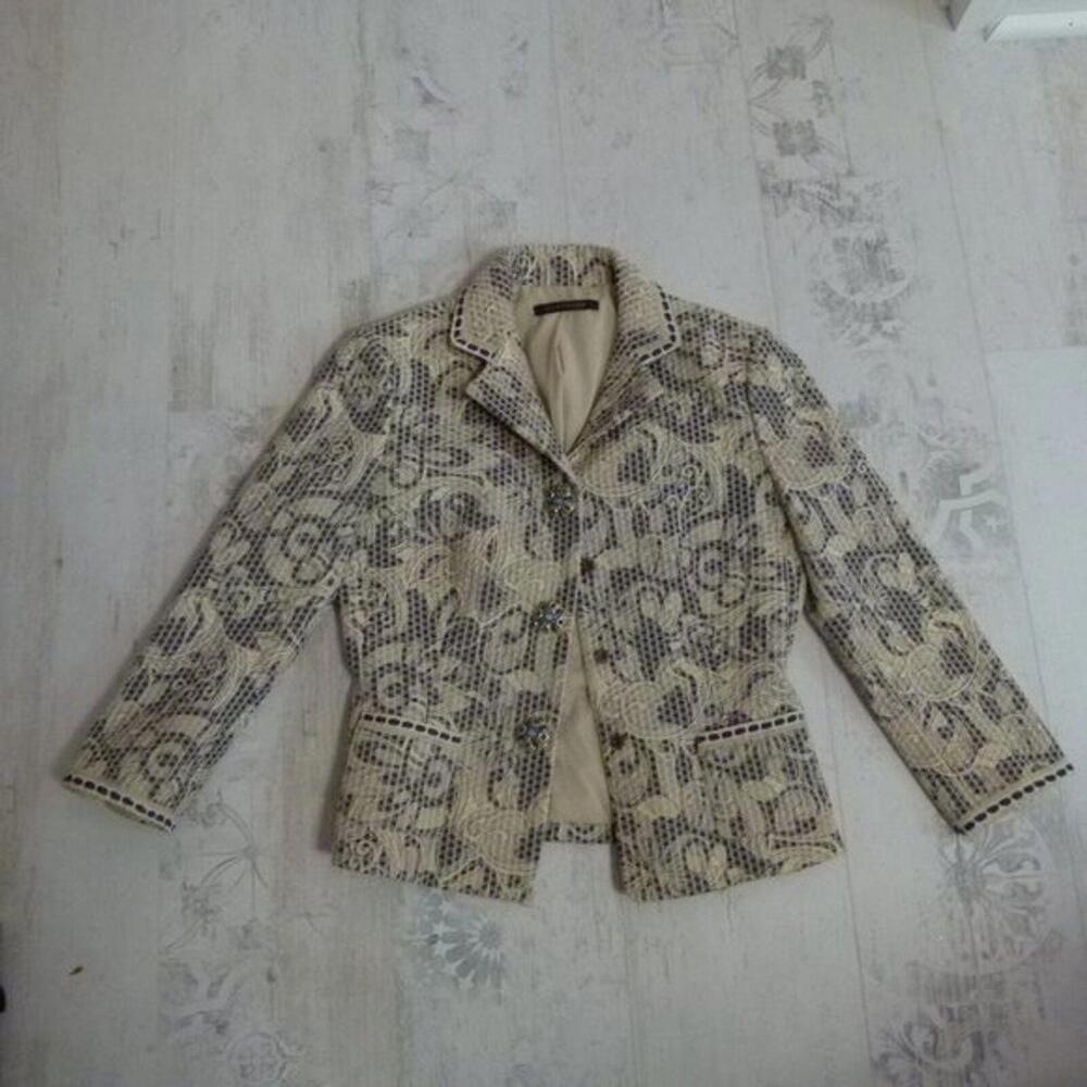 LKNW ELIE Tahari textured bling blazer jacket 3/4 sleeve XS